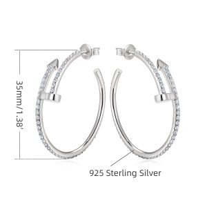 APIR 5A Zircon Inlaid Arrow Hoop Earrings for Women 35mm Sterling Silver Trendy Large Circle Earrings Daily Wear Fashion Jewelry