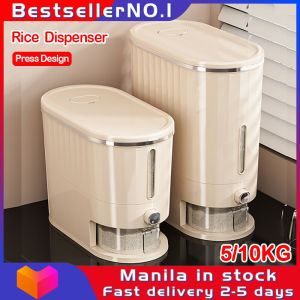 Bestseller 5/10KG Rice Dispenser: Sealed Grain Container & One Click Rice Output