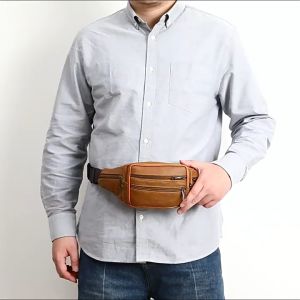 Belt Bag For Men Waterproof Leather Multifunction Mobile Phone Key Wallet Waist bags Man#386