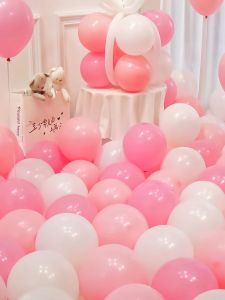Pink White Thickened Balloons Childrens Girl First Birthday Decoration Wedding Room Opening Ceremony round Latex Balloons