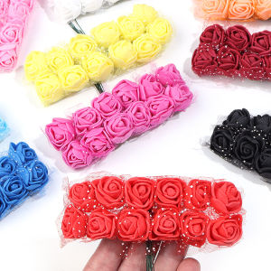    144 ชิ้น 1.7 เซนติเมตรมินิลูกไม้ Pe Rose Foam Flower Heads ช่อดอกไม้สำหรับงานแต่งงานตกแต่งบ้านสมุดภาพ DIY พวงหรีดดอกไม้ประดิษฐ์