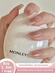 MONLEYTA | Wearable Nail Art Short And Medium Length French Style Ice Transparent Color Finished Nail Patch For Autumn Winter New Arrival