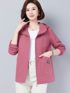 Pure Cotton Casual Short Jacket Womens Spring Autumn Loose Large Size Mom Coat Comfortable Breathable Zipper Closure Long Sleeve
