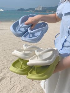 Outdoor Anti-Slip Beach Holiday Womens Thong Slippers Soft Thick Bottom Sandals Summer Korean Style Flat Heel EVA Youth Footwear