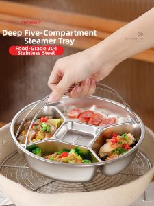 304 Stainless Steel Food Grade 3-compartment Steamer Tray