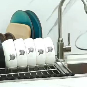 Stainless Steel Bowl Drying Rack for Kitchen CounterSmall Bowl Drainer Pot Lid Holder Plate Organizer for Cabinet