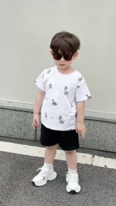 Set bộ tay ngắn họa tiết Zebra kèm quần short bé trai phong cách hàn quốc 1 đến 7 t BERNIE H0125B33