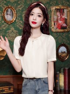 New Chinese Style National Trend Bubble Short Sleeve Chiffon Shirt Women Summer 2025 Casual Slimming Small Top Ladies Top