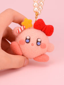 Simple Handmade Wool Felt Kirby Star Plushie Material Kit Stress Relief DIY Craft for Couples Boredom Buster Hanging Ornament