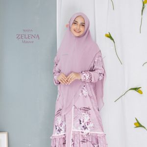 Set Gamis Dress Abaya Premium Syari Branded Biru - Ungu Lilac - Pink - Purple - Matcha - Black - Hitam - Mewah Masya Syari Terbaru Abaya Zelena MADENIA SYARI By MASYA