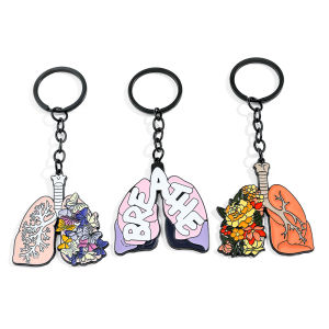 Lung Modeling Enamel Pendant Keychain Butterfly Flower Pattern Keyrings for Backpack Car Key Personality Accessories