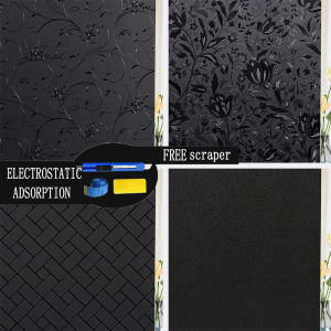 Full Blackout Privacy Window Film Light Blocking Glass Window Tint for Home Darkening Static Cling Heat Control Stickers