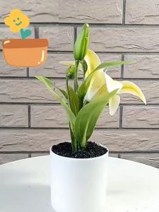 Flower Pot Simulated Easy Care Plastic Realistic Lily Bonsai Artificial Bonsai Garden Home Decor for Wedding Party