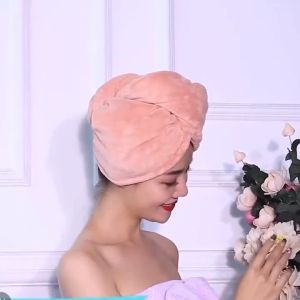 ผ้าคลุมผมแห้งไว ผ้าเช็ดผมนาโน หมวกคลุมผมแห้งเร็ว 5 สี นิ่มสบาย MJ10