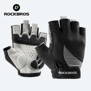 RockBros | ROCKBROS Half Finger Bike Gloves MTB Road Spring Summer Breathable Shorts Bicycle Gloves Men Women Gel Padded Cycling Gloves