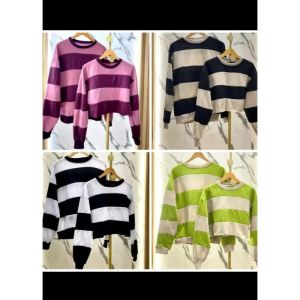 TGL Vicky Collar Crop / Basic Oversize - HARGA SATUAN BUKAN COUPLE - Korean Style Atasan Wanita Sweater Crop Fleece