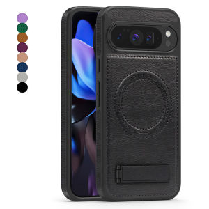 for Google Pixel 10/10 Pro XL Pixel 9/9 Pro Case Leather PU [Compatible with Magsafe Wireless Charging] Magnetic Cover Stand Funda para Google Pixel 10 Pro XL 6.8  2025 Rugged Best Phone Cases Black