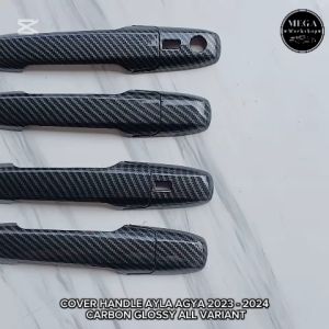 Cover Handle Pintu Mobil Ayla Agya 2023 - 2024 Carbon Glossy All Variant