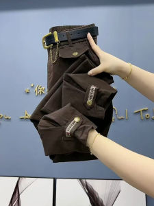 กางเกงลำลองทรงหลวมเอวสูงสำหรับผู้หญิง กางเกงขายาวทรงหลวมสไตล์เกาหลี ทรงสลิมฟิต กางเกงขายาวทรงสกินนี่ กางเกงขายาวทรงลำลอง