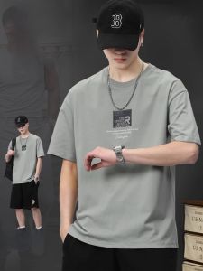 ROMON | Lomond Pure Cotton Short Sleeve T-Shirt Mens Summer Thin Loose Five-Quarter Sleeve Sports Casual Ice Silk Body Shirt Top