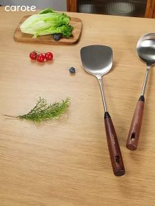 CAROTE | Walnut Handle 304 Stainless Steel Kitchen Utensil Set