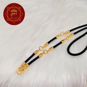 สร้อยเชือกร่ม ห้อยพระ 5 องค์ ขนาด 3 มิล ยาว 26 นิ้ว สวมหัวได้ ชุบทองไมครอนอย่างดี ขนาด 5 ชั้น (มีบริการเก็บเงินปลายทาง)