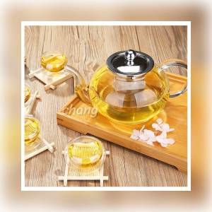 กาชงชา ไส้กรองและฝาเป็นสแตนเลส ตัวกาเป็นแก้ว ทรงกลม 800ml. CH0300