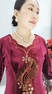 Đầm trung niên cho mẹ VH024 Là mẫu đầm maxi Nhung 7 mảnh liền dự tiệc sang chảnh quý phái