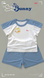 Bộ phối vai mùa hè Bunnybaby chất thun lạnh mềm mát mịn cho bé 4-15kg