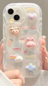 Ốp điện thoại silicon mềm chống sốc hình gấu thỏ hồng cho 6/7/7p/8p/x/xsm/11promax/12promax/13promax/14promax