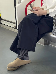 plus Size Loose Fit Casual Straight Leg Jeans Dark Blue Workwear Trousers for Short Women Wide Hip Concealing Comfortable