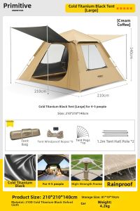 The Primitive | Quick-setup Automatic Camping Tent 3-4 Persons