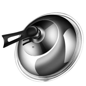 Stainless Steel Glass Pot Lid Transparent Home Use Wok Cover 32cm 34cm Universal Cooking Utensil Kitchen Accessories