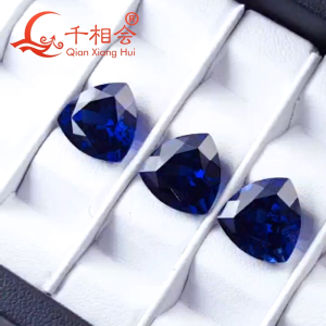 Fat Triangle Shape Lab Grown Sapphire AGL Certificate Royal Blue Cornflower Blue Natural Cut Synthetic Corundum Loose Gemstone with Visible Inclusions DIY Accessories