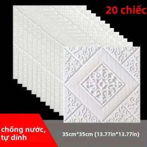 20 Chiếc 3D Giấy Dán Tường Trần Tự Dán Nhựa PVC Chống Thấm Nước Xốp Thiết Kế Miếng Dán Kính Cường Lực Cho Trang Trí Tường Phòng Ngủ Hoa Văn Cổ Điển