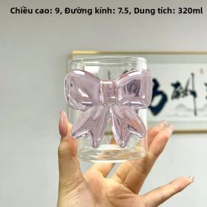 Ly Nước Ép Thủy Tinh Hình Công Chúa Nơ Hồng Có Tay Cầm Dành Cho Bé Gái Bộ Đồ Uống Dễ Thương Cốc Trà Sữa Quà Tặng Sinh Nhật Thẩm Mỹ Cao