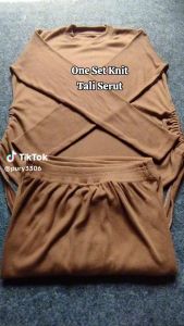 Oneset Serut Premium Knit Rib: Setelan Wanita Viral Terbaru