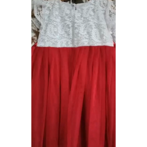 Dress Pesta Anak Merah Putih Dress Brukat Tutu Anak Free Bnado Mutiara Korea