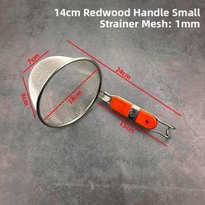 Stainless Steel Commercial Wooden Handle Soup Strainer Dumpling Noodle Cooking Sieve Filter Net Kitchen Cooking Utensil