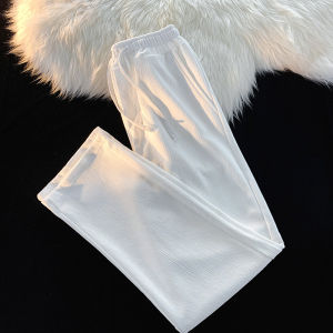 Summer Ice Silk Casual Pants Mens Trendy Brand Loose Straight Leg Pure Color Drape Wide Leg Pants Fashionable Youth Style