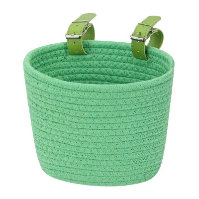 Handwoven Cotton Rope Bike Basket Childrens Bicycle Front Basket Foldable Storage Basket for Snacks Toys Versatile Carrier Bask