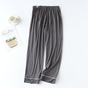 กางเกงนอนผู้หญิงไนลอนโมดอลฤดูใบไม้ผลิและฤดูร้อนสำหรับผู้หญิงมีครรภ์ กางเกงขายาวเอวสูง กางเกงขายาวลำลองสำหรับใส่อยู่บ้าน