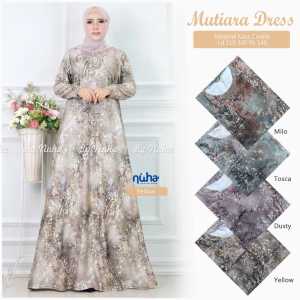 Baju Gamis Dewasa Mutiara Dress Bahan Kaos Crinkle Busana Wanita Muslimah Ukuran Jumbo