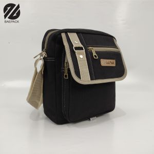 Baepack Tas Selempang Kanvas Premium Hanzo Hitam / Tas Bahu Pria dan Wanita / Tas Canvas Cowok Cewek / Produsen Tas Bandung Termurah / COD Gratis Ongkir / Tas lokal bukan import