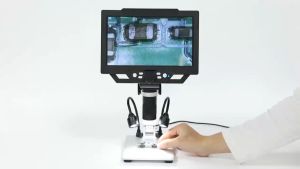 1200X Mikroskop Digital Elektronik Layar LCD Amplifikasi Berkelanjutan Dengan port USB Dukungan foto dan video Dengan 8 LED Dan 2 Lampu Pengisi Untuk Menyolder Papan Sirkuit PCB Perbaikan Koin Serangga Magnificat 12MP 7 Inch