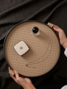 Nordic Style Bathroom Decorative Candle Tray Leather Storage Dish Vintage French Luxury Flower Arrangement Home Decoration