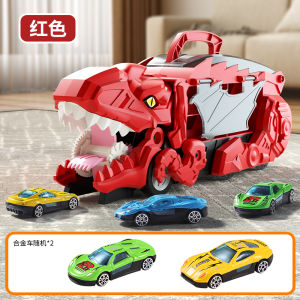 Tyrannosaurus Truck Toys Dinosaur Swallowing Track Deformation Storage Car with Alloy Racing Car Foldable Transport Car Toy Gift