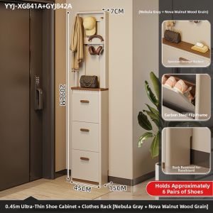 YANGYING | Space-Saving Shoe Cabinet with Coat Hanger Compact Entrance Storage Unit