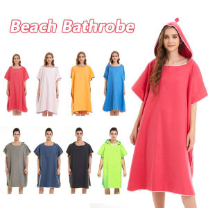 Microfiber Beach Swimming Changing Bathrobe Adult Plain Hooded Absorbent Quick-drying Fitness Yoga Bath Towel Cloak Cape