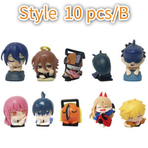 Bandai | 5Pcs/Set Q Version Chainsaw Man Sleep Pose Denji/Reze/Pochita/Makima Action Figure Anime PVC Model Desktop Capsule Figurine Toys